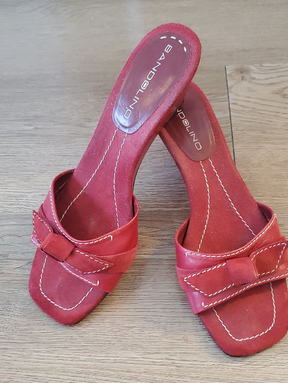 Bandolino Red Open-Toe Mule with Decorative Bow